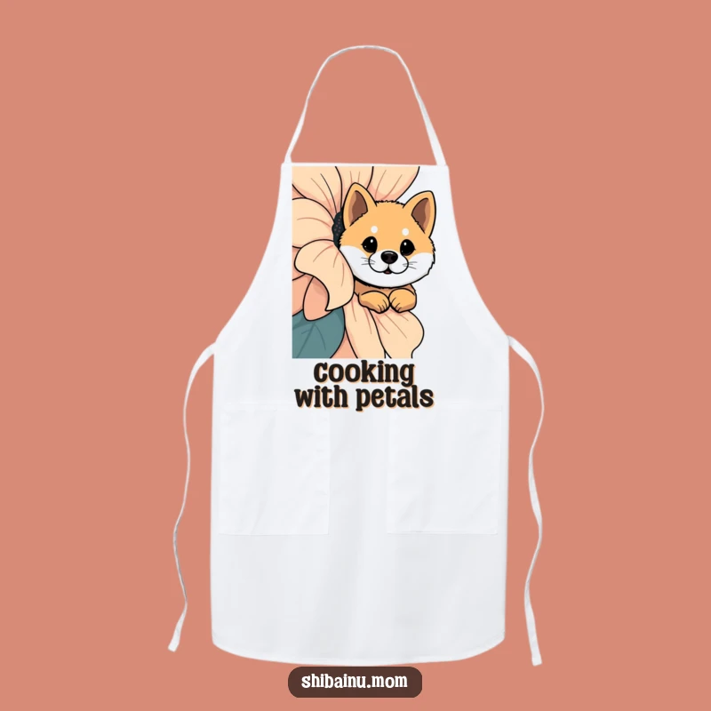Funny Shiba Inu Giant Flower Curiosity Apron, Chef's Whimsical Humorous Gift