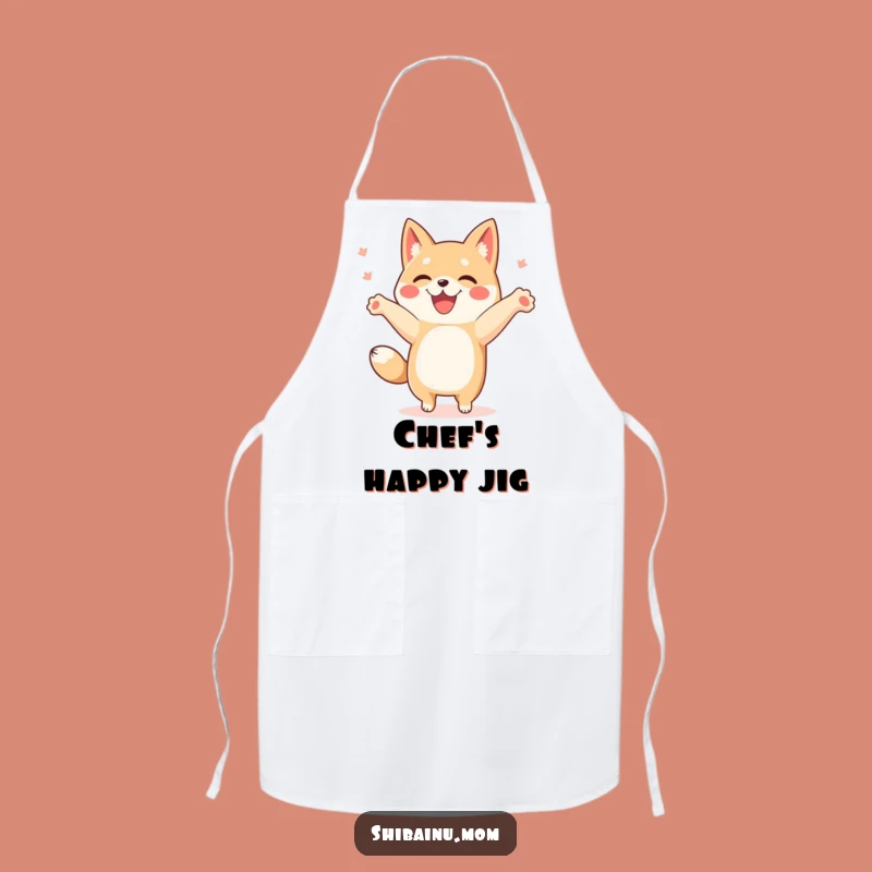 Funny Happy Dance Shibainu Apron, Joyful Dog Kitchen Wear, Perfect Funny Gift