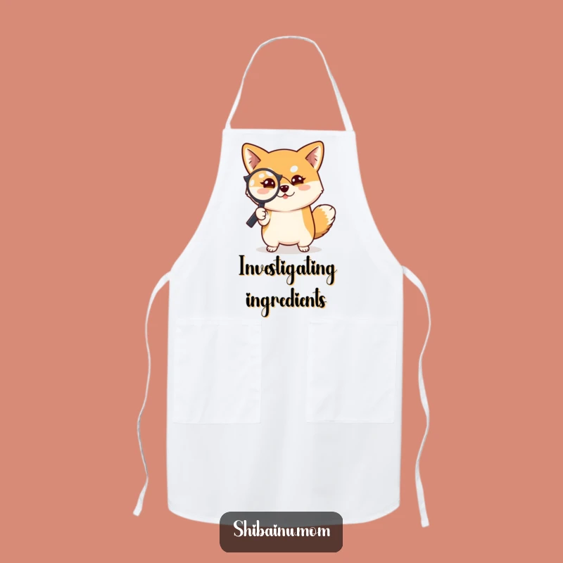 Funny Shiba Inu Apron: Chef's Detective Magnifying Kitchen Gift