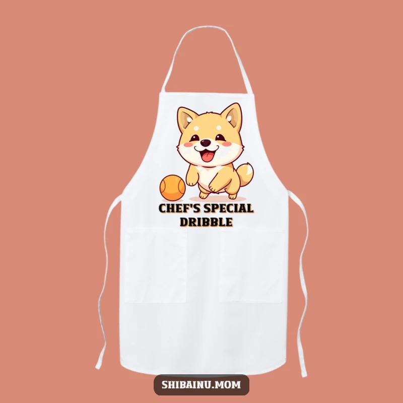 Funny Shiba Inu Dribbling Ball Apron: Chef Dog Action Wear, Hilarious Gift