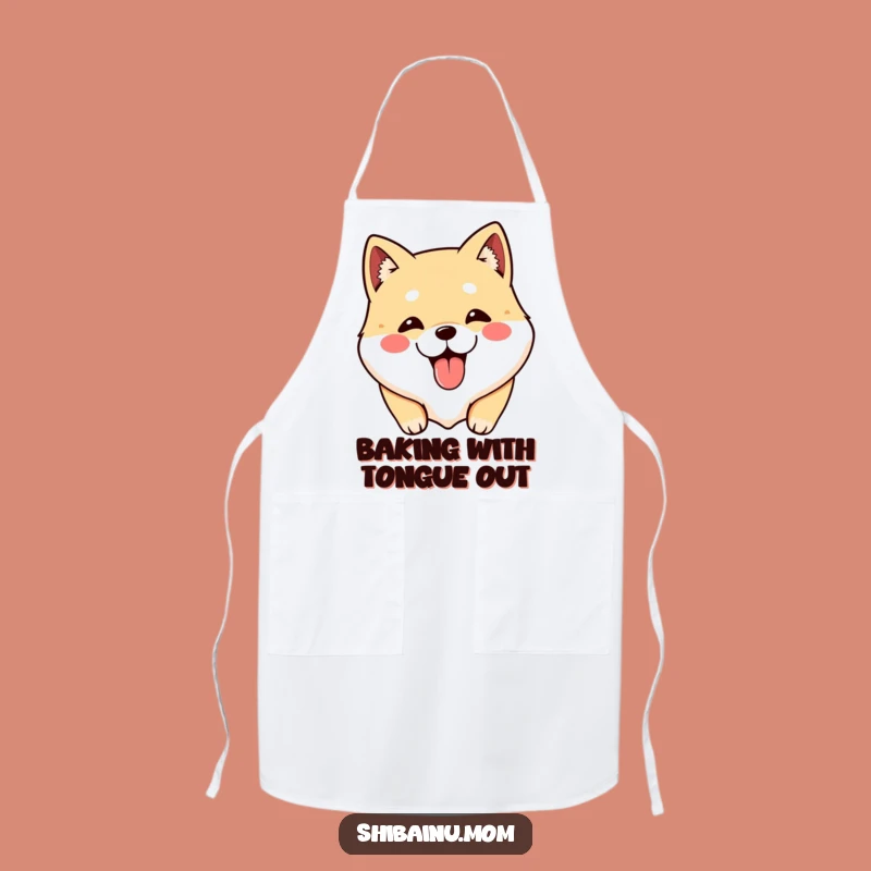 Funny Shibainu Tongue Out Apron, Cute Dog Kitchen Wear, Perfect Funny Gift
