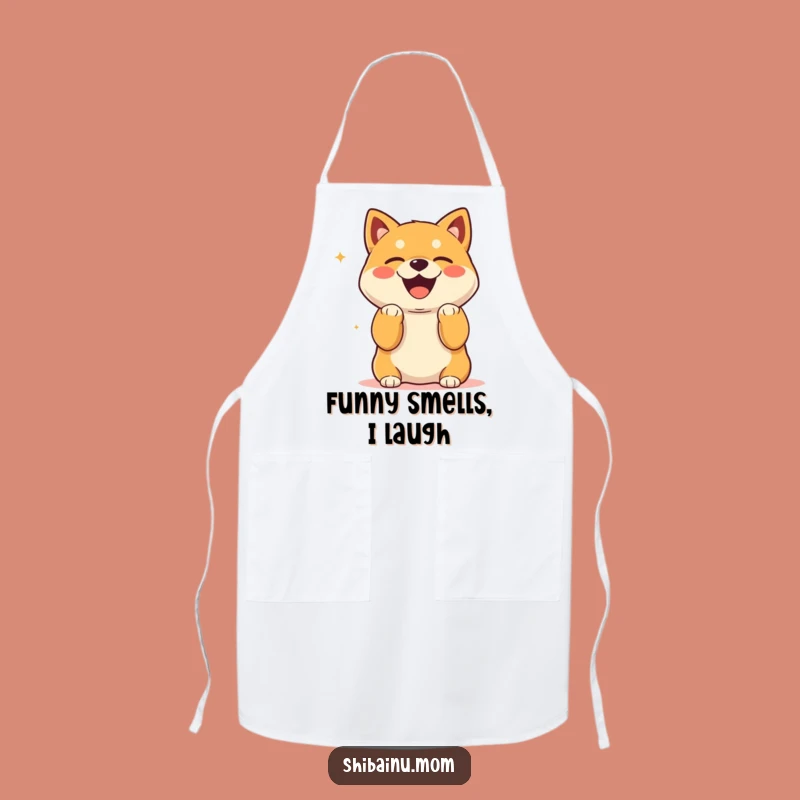 Funny Kawaii Shiba Inu Laughing Apron: Chef Dog Laughing, Kitchen Gift