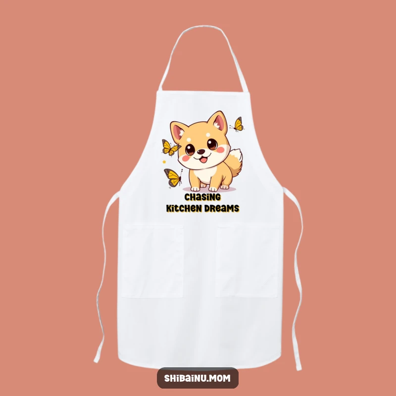 Kawaii Shiba Inu Butterfly Chase Apron - Cook with Adorable Fun