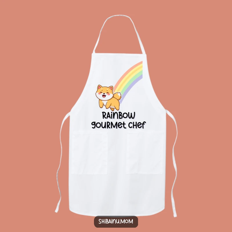 Funny Giggling Shiba Inu Apron - Chef's Rainbow Sliding Kitchen Wear