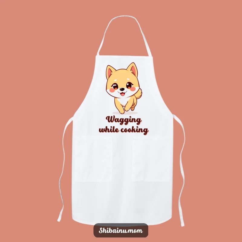 Funny Shiba Inu Big Eyes Winking Tail Chase Apron, Chef's Humorous Gift
