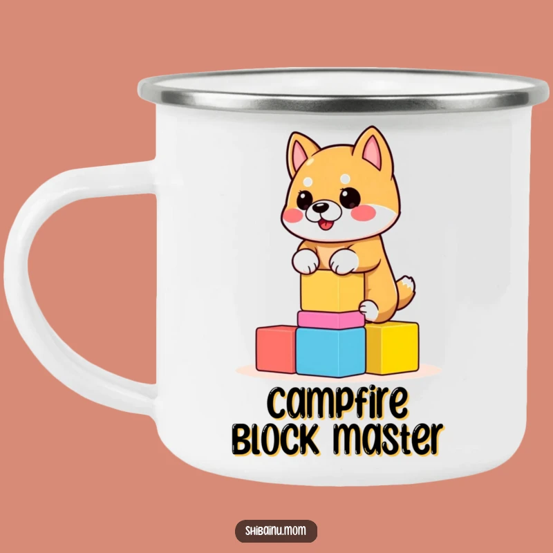 Funny Shiba Inu Camping Mug - Wobbly Blocks, Outdoor Balance Gift