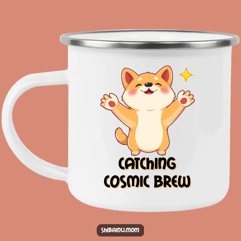 Funny Shiba Inu Star Camping Mug: Catching Dreams, Magical Outdoors