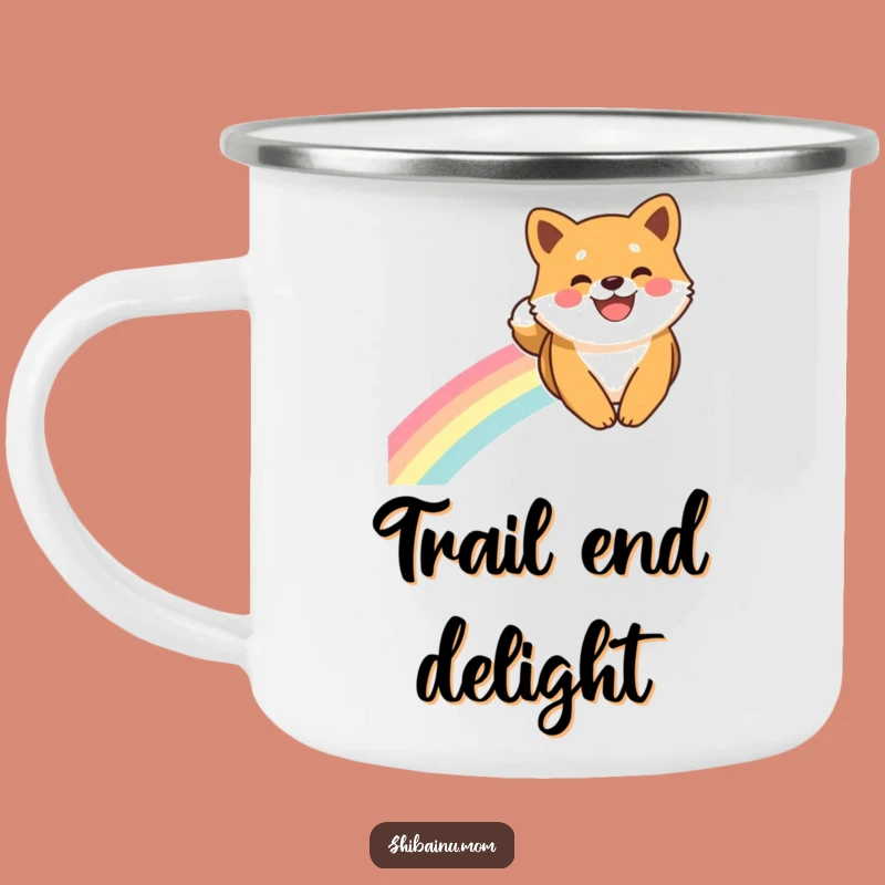 Durable Funny Shiba Inu Rainbow Slide Smile Camping Mug, Outdoor Magical Gift