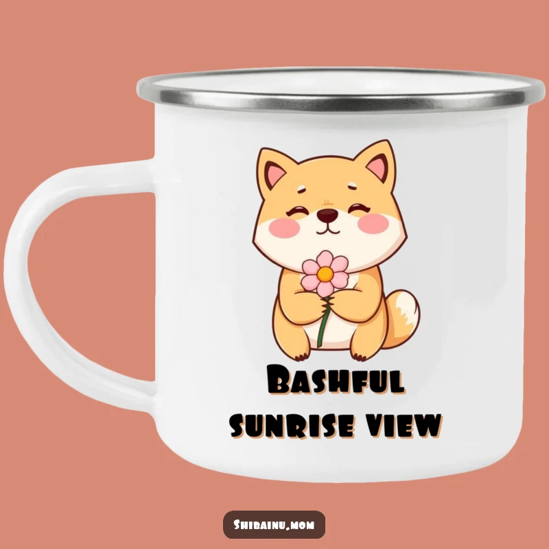 Funny Bashful Shiba Inu Camping Mug - Outdoor Shy Flower Cup