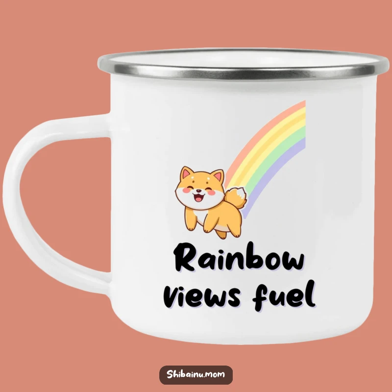 Funny Giggling Shiba Inu Camping Mug - Outdoor Rainbow Sliding Cup