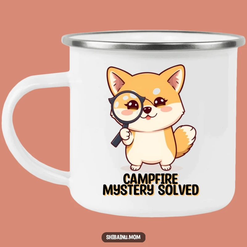 Funny Shiba Inu Camping Mug: Detective's Trail Magnifying Cup