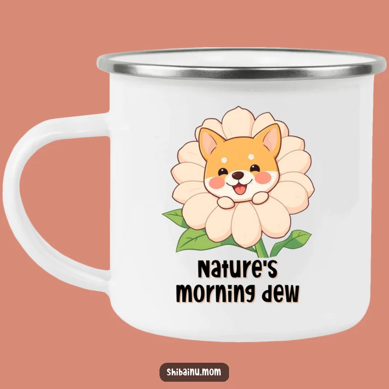 Funny Shiba Inu Flower Camping Mug: Outdoor Dog Peeking Cup, Hilarious Gift