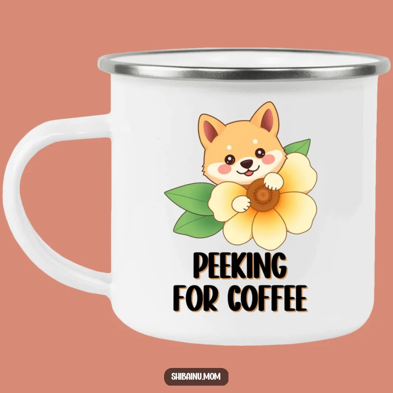Funny Shiba Inu Flower Camping Mug: Peek-a-Boo, Outdoor Charm