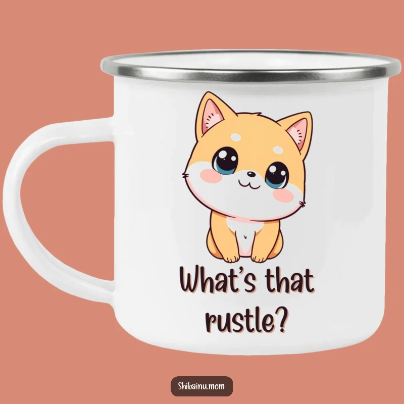 Funny Shibainu Head Tilt Camping Mug, Curious Dog Enamel Cup, Perfect Funny Gift