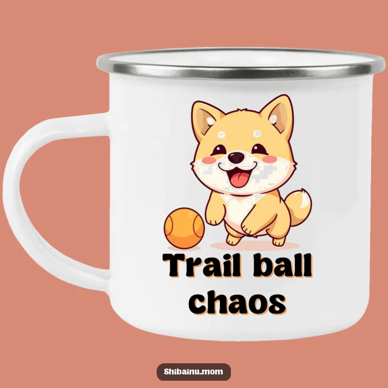 Funny Shiba Inu Dribbling Ball Camping Mug: Outdoor Dog Cup, Hilarious Gift