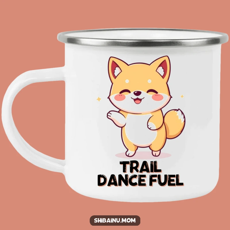Funny Kawaii Shiba Inu Dance Camping Mug: Floppy Eared Pup for Happy Trails!