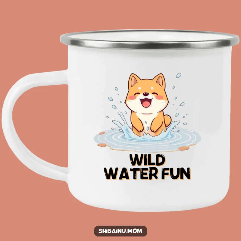 Funny Joyful Shiba Inu Puddle Splash Camping Mug - Adventure Ready