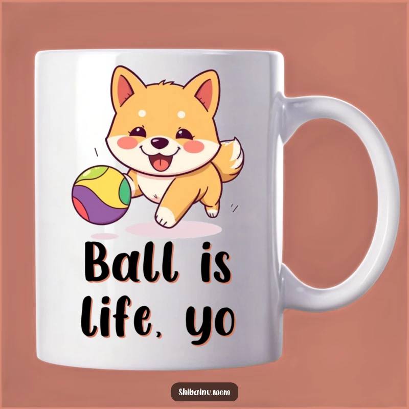 Funny Kawaii Shiba Inu Puppy Mug - Adorable Dog Chasing Ball Gift Idea
