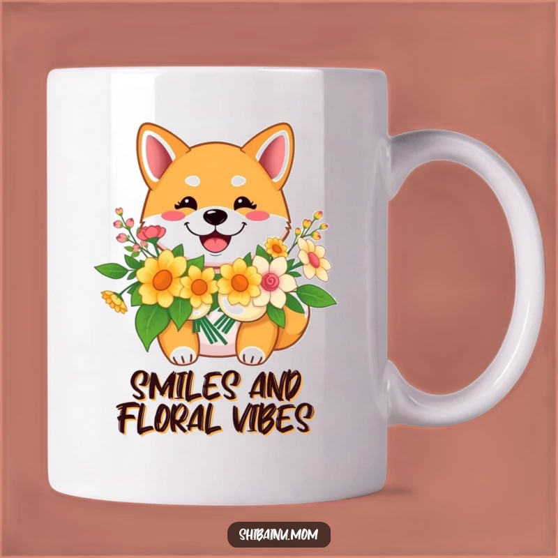 Funny Shiba Inu Flower Bouquet Mug: Happy Smiles Make the Best Gifts