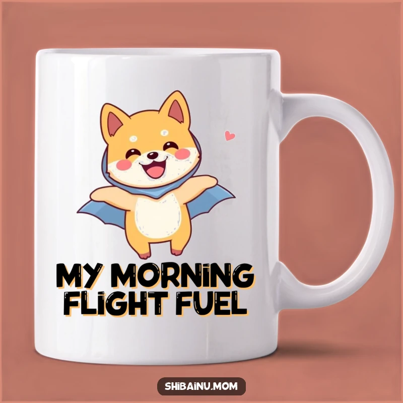 Funny Shiba Inu Super Pup Mug: Joyful Flight Hero Gift