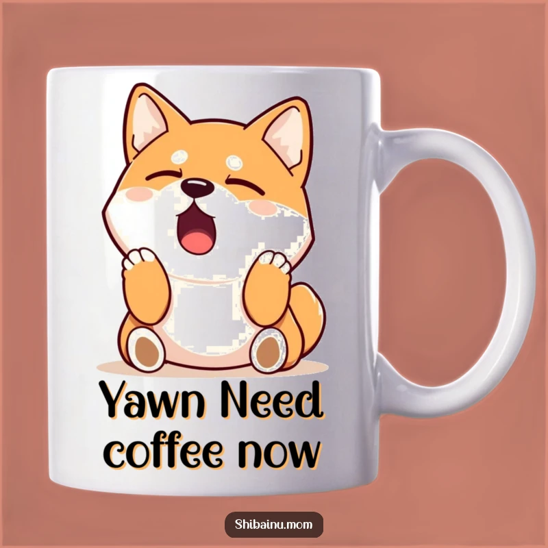 Funny Sleepy Shiba Inu Mug - Yawning Dog Stretchy Paws Gift