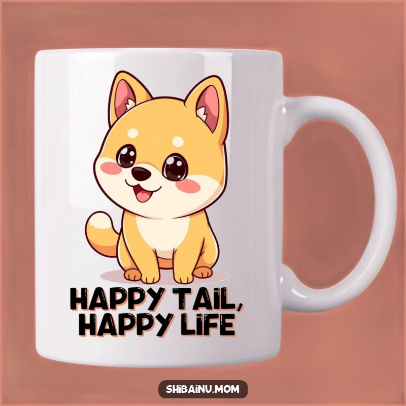 Funny Kawaii Shiba Inu Mug: Happy Tail Wagging Dog, Perfect Gift