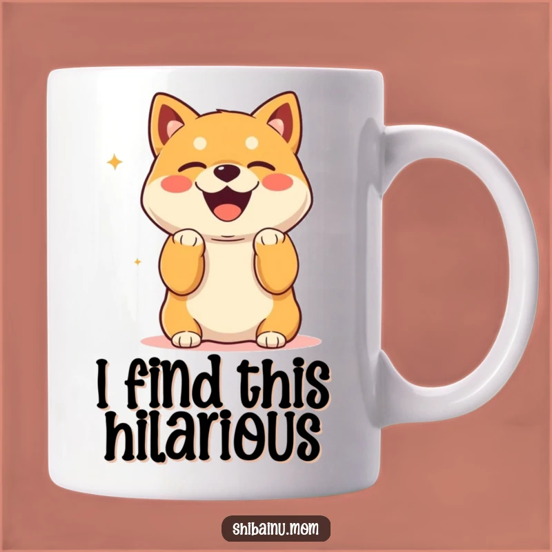 Funny Kawaii Shiba Inu Laughing Mug: Paws Up Joy, Perfect Gift