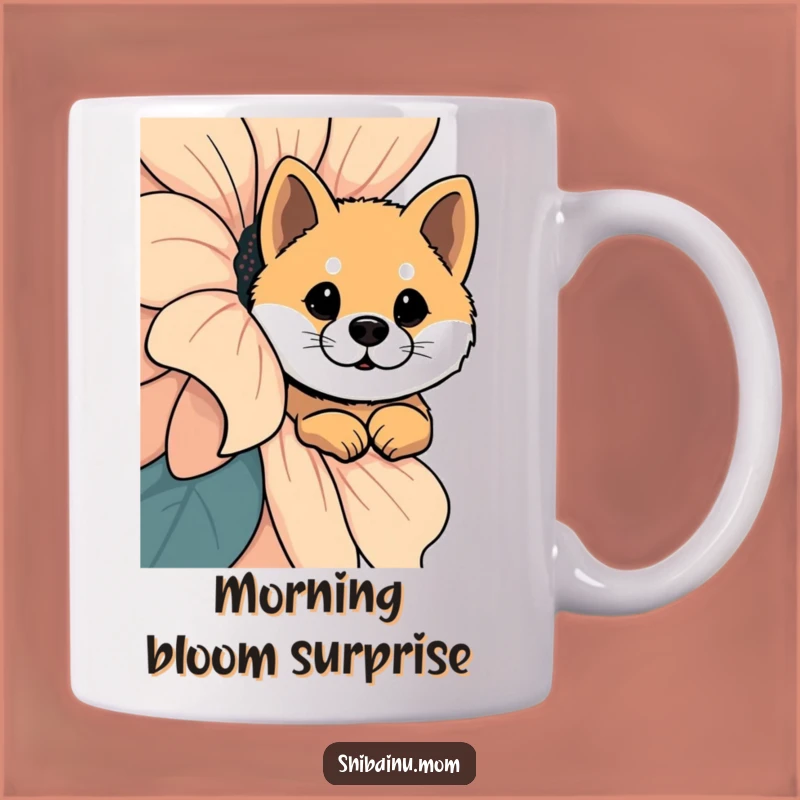 Funny Shiba Inu Giant Flower Curiosity Mug, Adorable Peek Humorous Gift