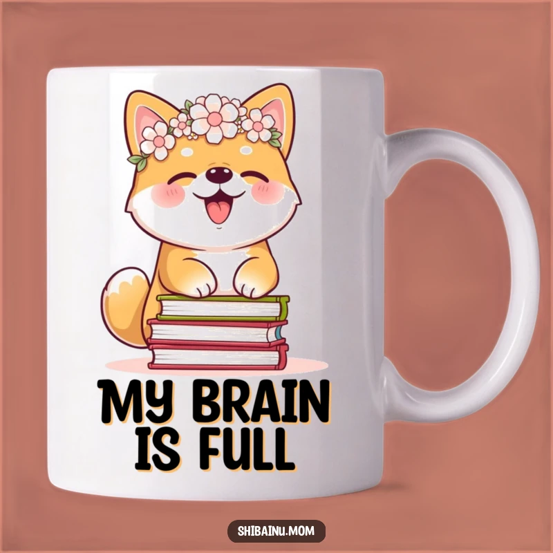 Funny Shiba Inu Flower Crown Books Mug - Adorable Giggle Reading Gift