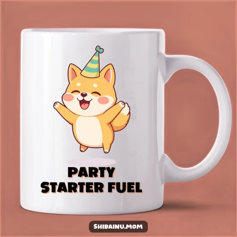 Funny Shiba Inu Party Hat Jumping Joy Mug, Perfect Celebration Humorous Gift