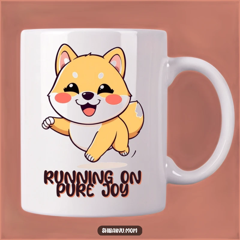 Funny Kawaii Shiba Inu Joyful Run Mug: Goofy Pup, Perfect Happy Gift!