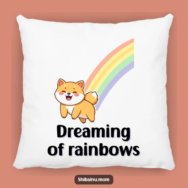 Funny Giggling Shiba Inu Pillow - Rainbow Sliding Dog Cushion