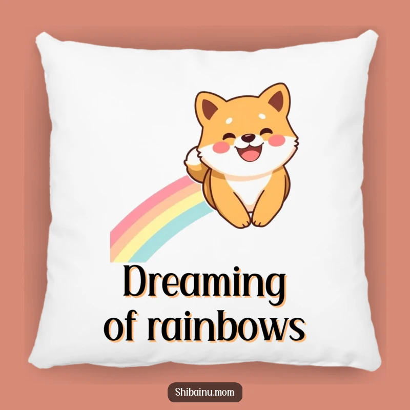 Comfy Funny Shiba Inu Rainbow Slide Smile Pillow, Soft Magical Cushion