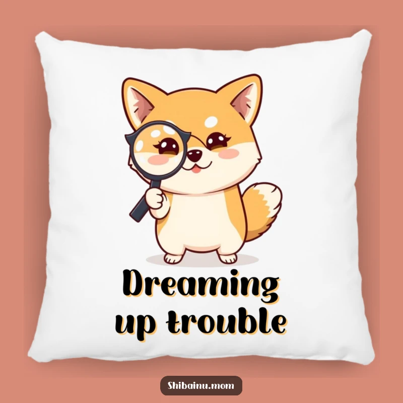 Funny Shiba Inu Pillow: Cozy Detective Magnifying Cushion
