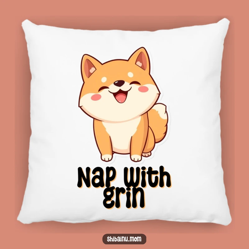 Funny Kawaii Shiba Inu Pillow - Grinning Dog Accent Cushion