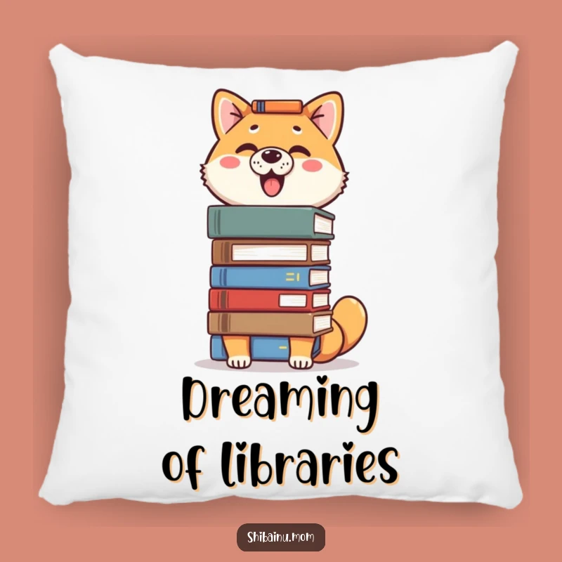 Funny Proud Shiba Inu Pillow - Book Balancing Dog Cushion