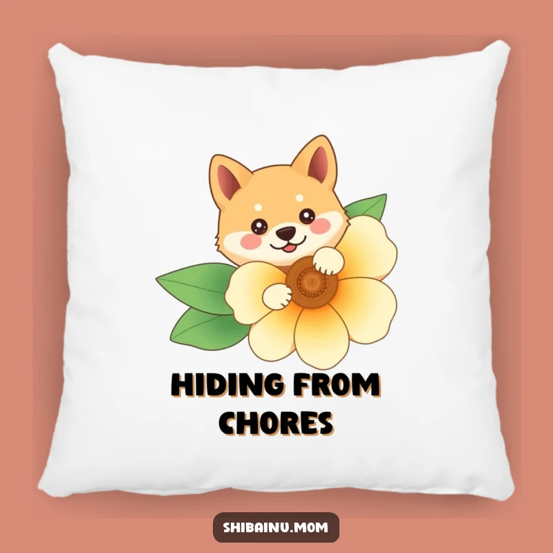 Funny Shiba Inu Flower Pillow: Peek-a-Boo, Cozy Decor, Floral Accent
