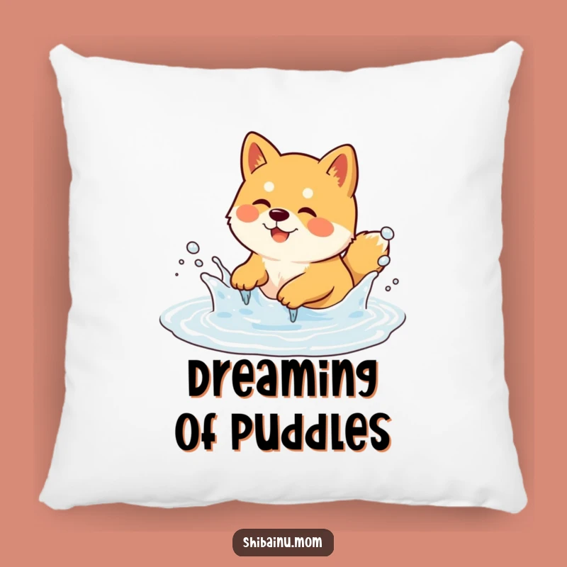 Funny Shiba Inu Pillow - Puddle Splashing, Cozy & Comical Gift