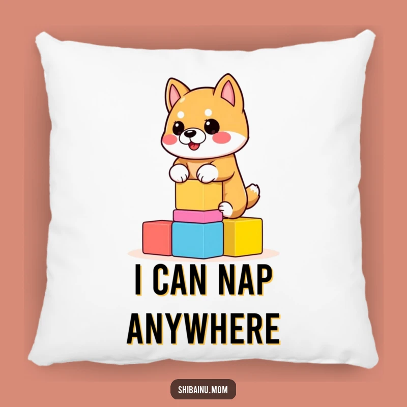 Funny Shiba Inu Pillow - Wobbly Blocks, Cozy & Comical Gift