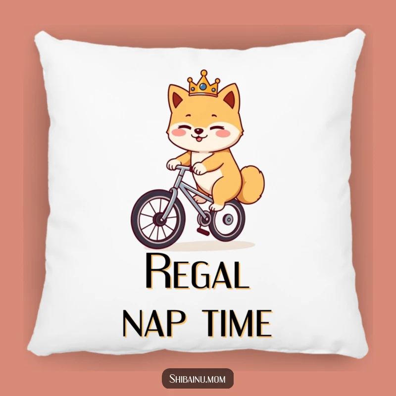 Funny Shiba Inu Unicycle Pillow: Cozy Crowned Cushion, Hilarious Gift