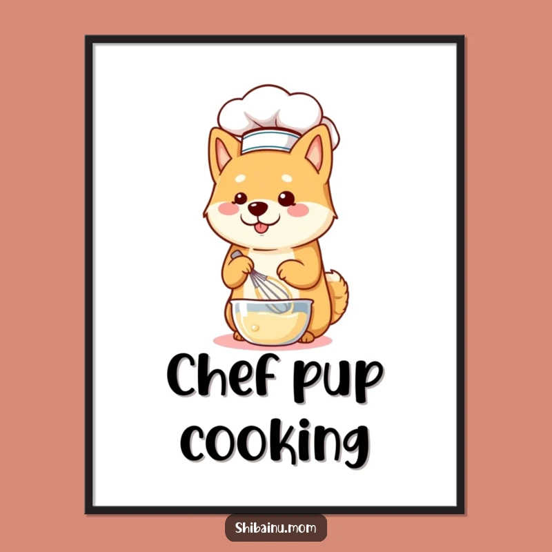 Shiba Inu Chef Whisking Digital Art - Instant Culinary Decor