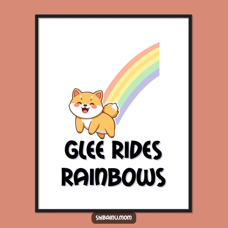 Funny Giggling Shiba Inu Digital Art - Rainbow Sliding Download