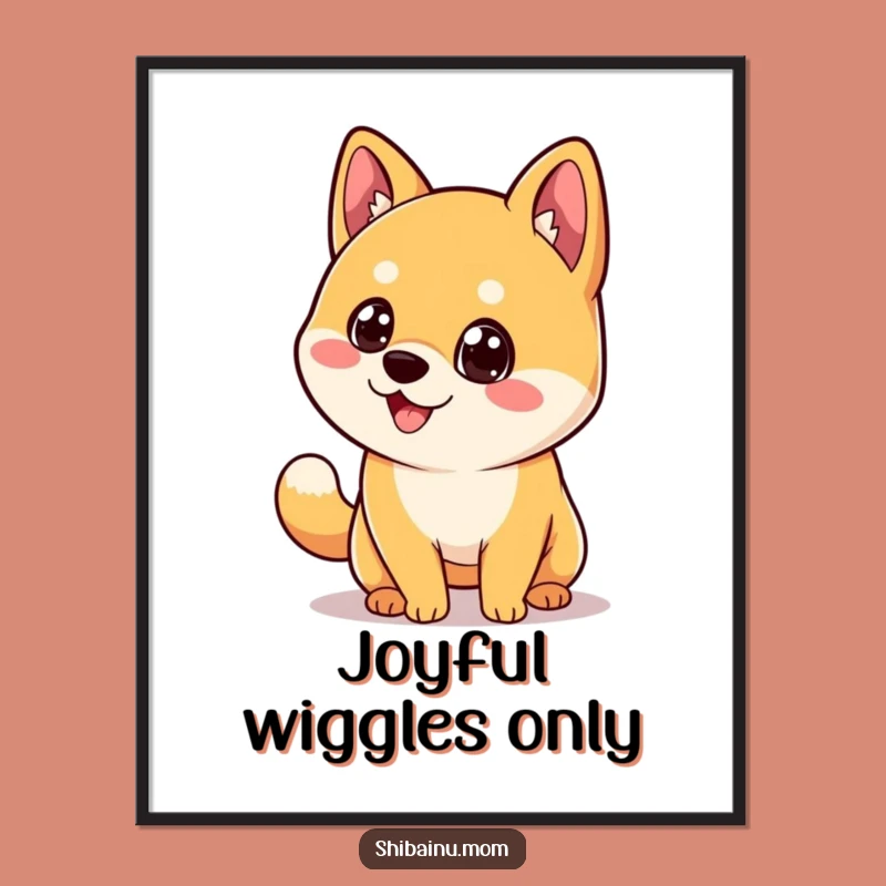 Funny Kawaii Shiba Inu Digital Art: Happy Wagging Tail Dog, Instant Gift