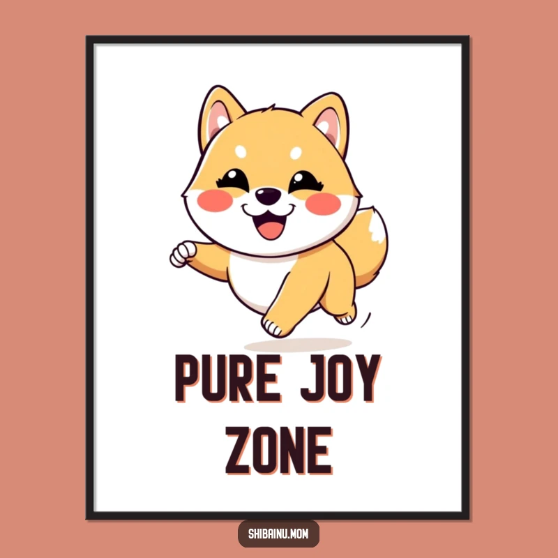 Funny Kawaii Shiba Inu Joyful Run Digital Art: Goofy Pup for Happy Decor!