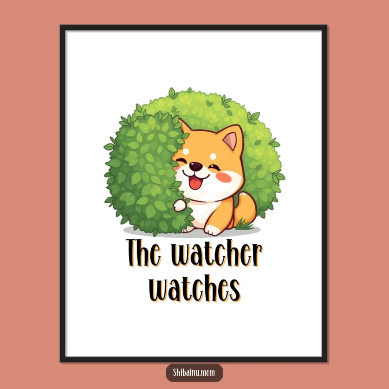 Funny Kawaii Shiba Inu Peeking Digital Art: Giggling Pup for Playful Decor!