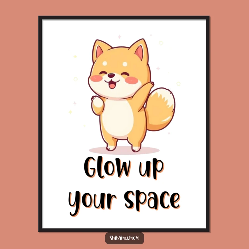 Funny Shiba Inu Dance Digital Art: Sparkly Pooch Portrait, Jiggy!