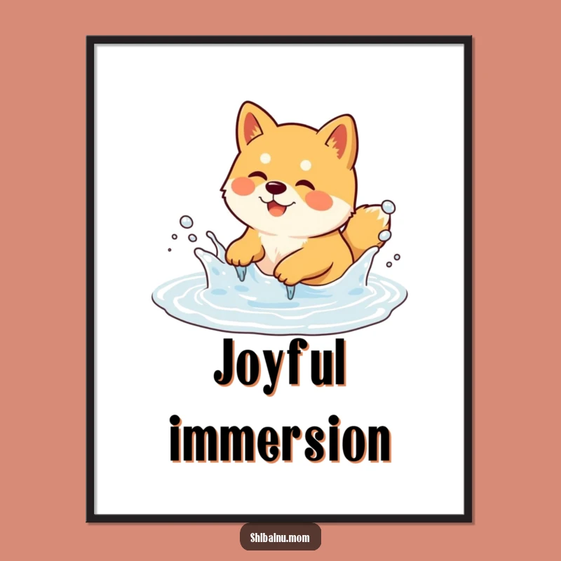 Funny Shiba Inu Digital Print - Puddle Splashing, Instant Joyful Art