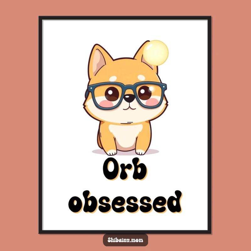 Funny Shiba Inu Orb Digital Art - Curious Wonder Print Gift