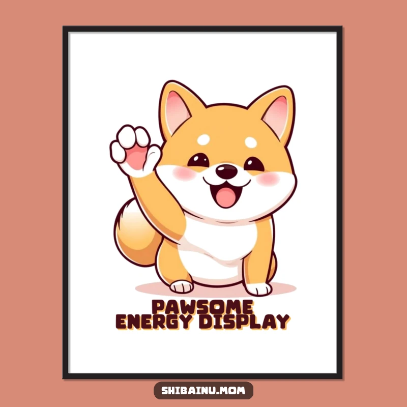 Funny Shiba Inu Wave Digital Art: Excited Dog Portrait, Wagging Tail!