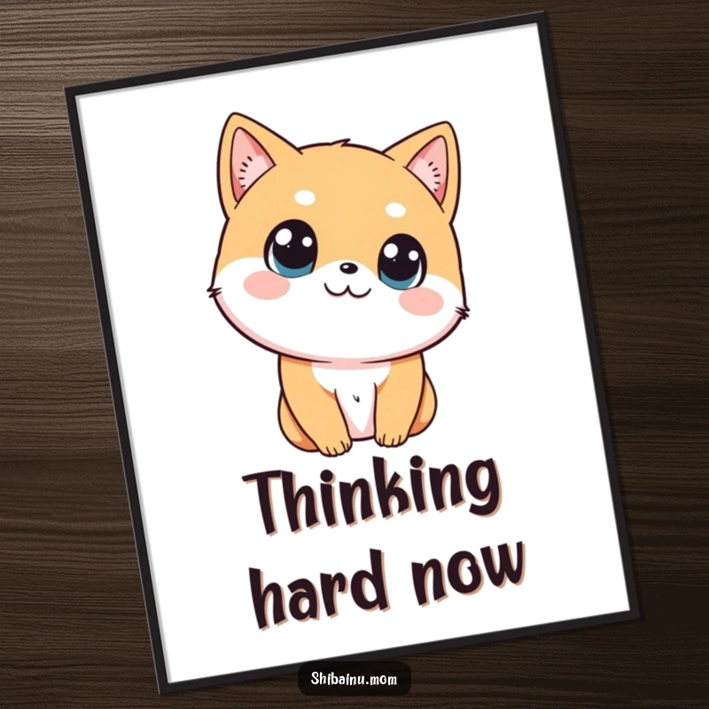 Funny Shibainu digital art print of a dog tilting its head with big, curious eyes, adding a warm touch.
